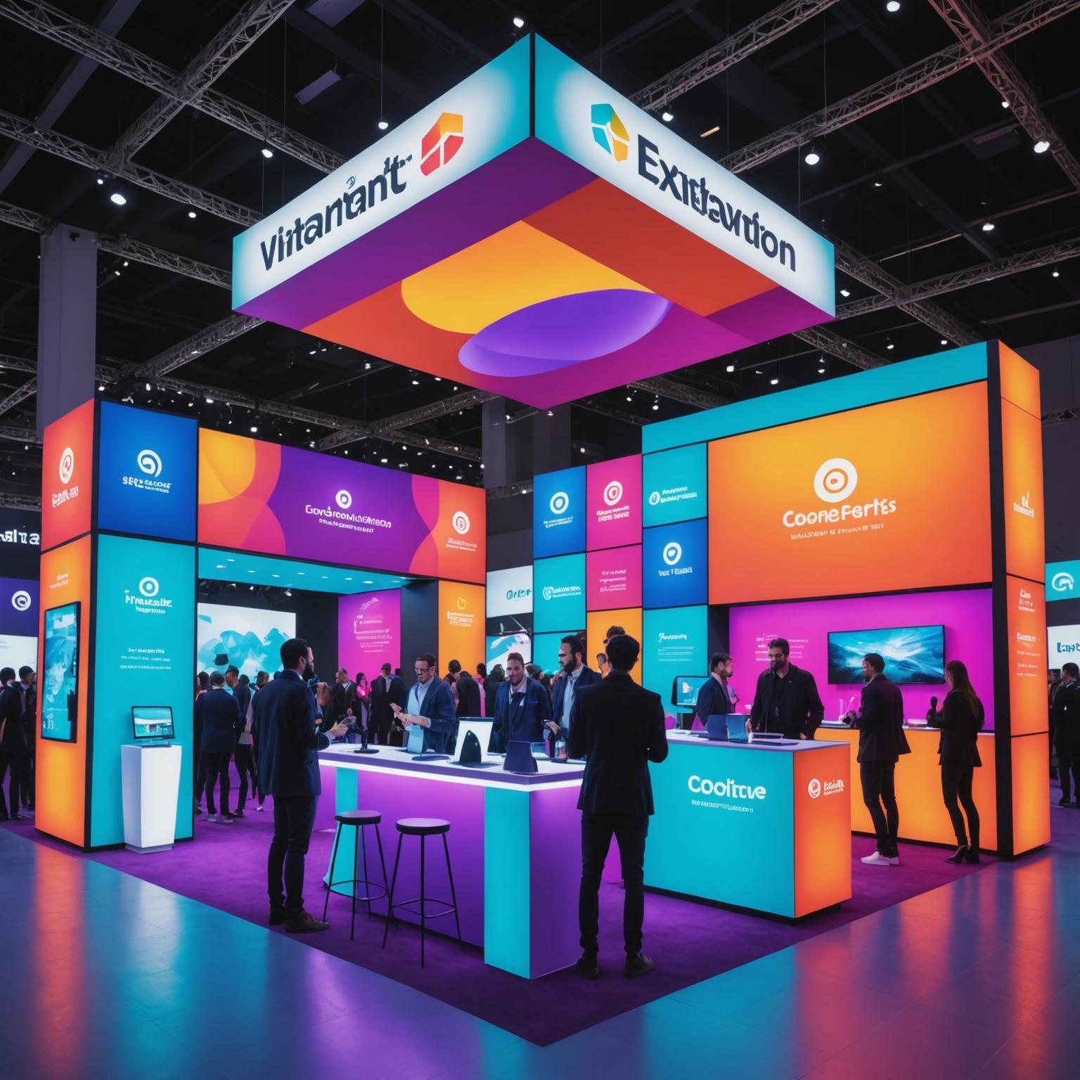 Interactive brand activation booth with vibrant displays