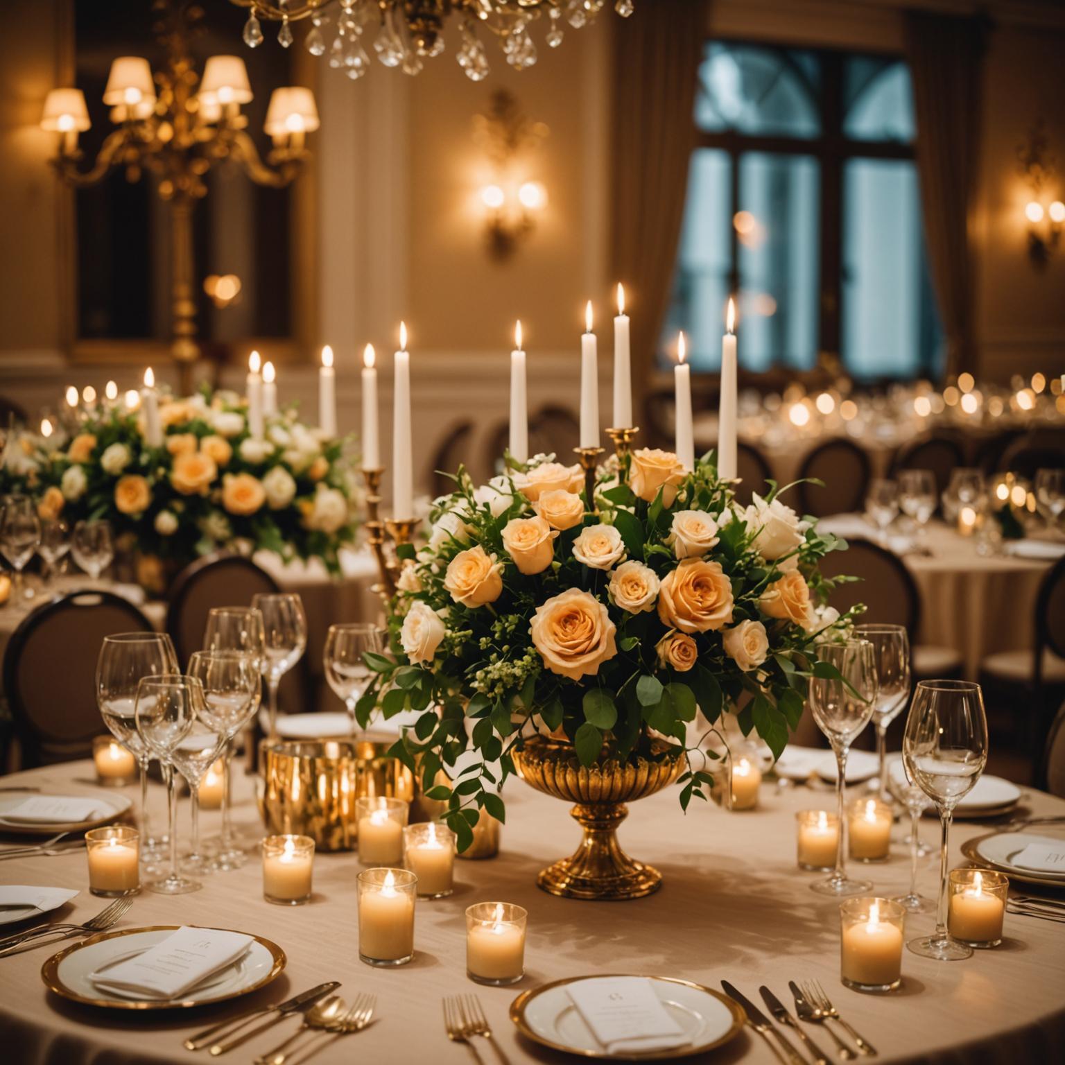 Elegant event decoration with floral arrangements