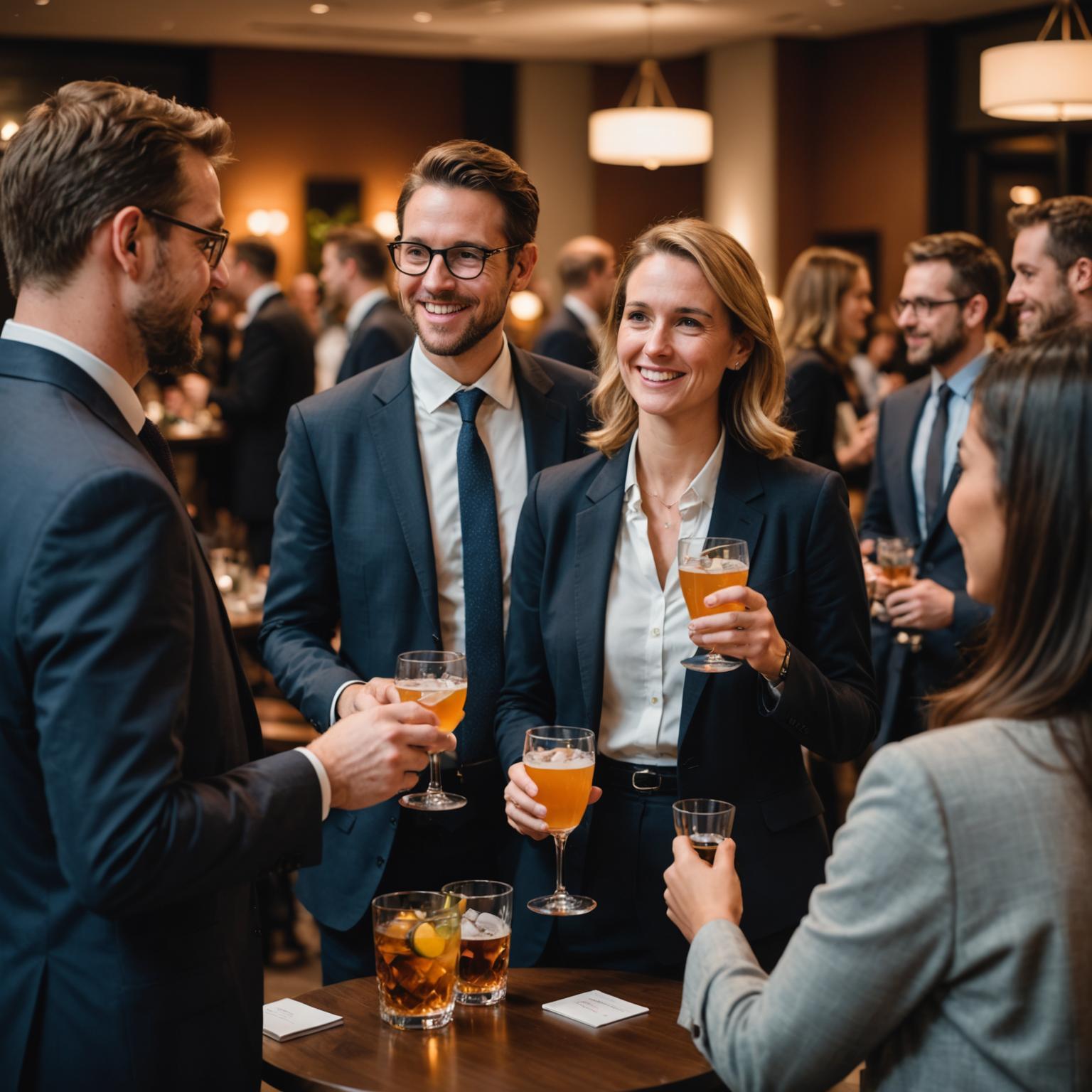 Networking event with professionals socialising