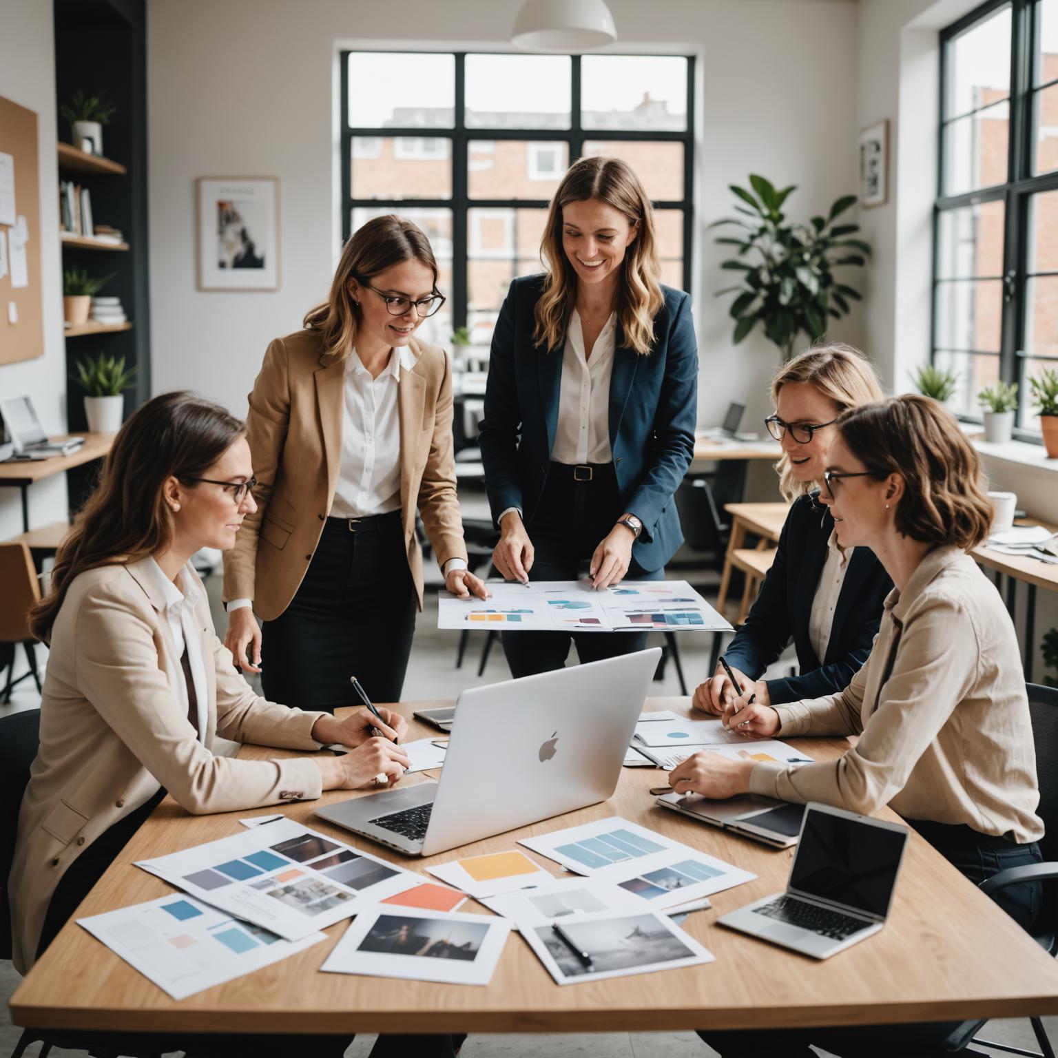 PartyHub event planning team collaborating in modern office